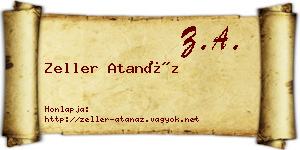 Zeller Atanáz névjegykártya